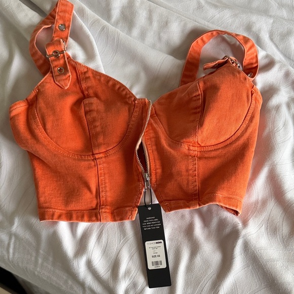 Fashion Nova Bold Orange Crop Top - Picture 2 of 2